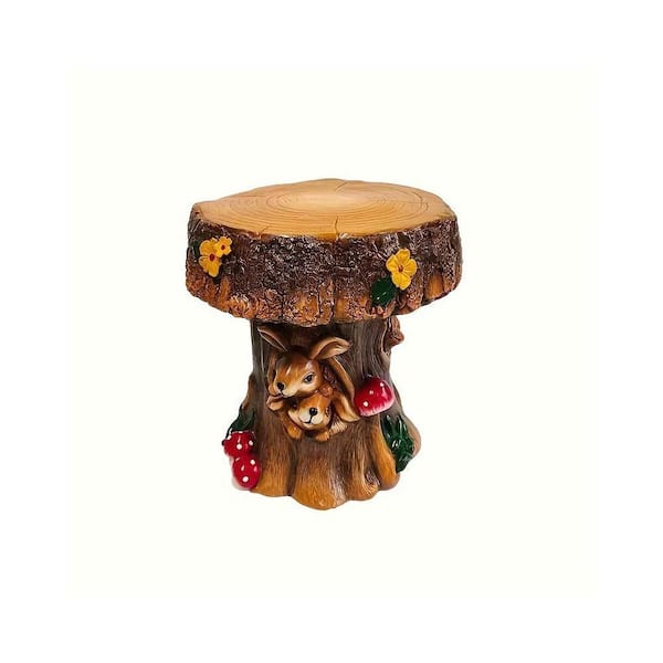 12.6 in. Brown Round Resin Squirrel Outdoor Dining Chair