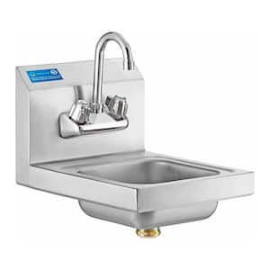 12 in. x 16 in. Stainless Steel Hand Sink. Commercial Wall Mount Hand Basin with Gooseneck Faucet. NSF Certified