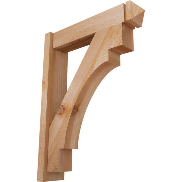 Ekena Millwork 6 in. x 34 in. x 26 in. Western Red Cedar Merced Arts and Crafts Rough Sawn Outlooker