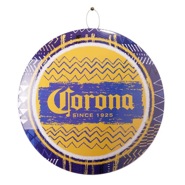 American Art Decor Dome Shaped Metal Wall Art Sign-Bar Decor, Mancave, Garage, Game Room (Corona Since 1925)Blue, 15" H x 15" L