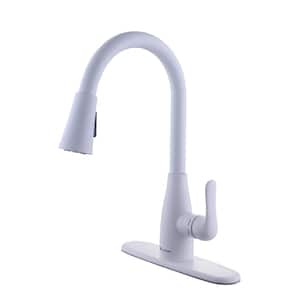 McKenna Single-Handle Pull-Down Sprayer Kitchen Faucet with TurboSpray and FastMount in Matte White