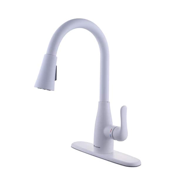 Glacier Bay McKenna Single-Handle Pull-Down Sprayer Kitchen Faucet with TurboSpray and FastMount in Matte White