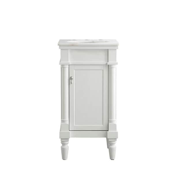 Unbranded Timeless Home 19 in. W x 18 in. D x 35 in. H Single Bathroom Vanity in Antique White with White Marble Top and Basin