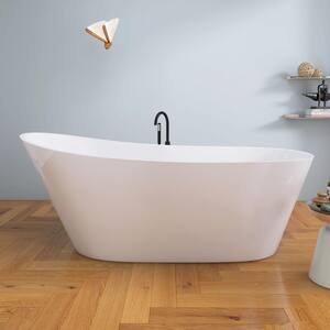67 in. Acrylic Freestanding Flatbottom Non-Whirlpool Bathtub in Glossy White with Integrated Slotted Overflow