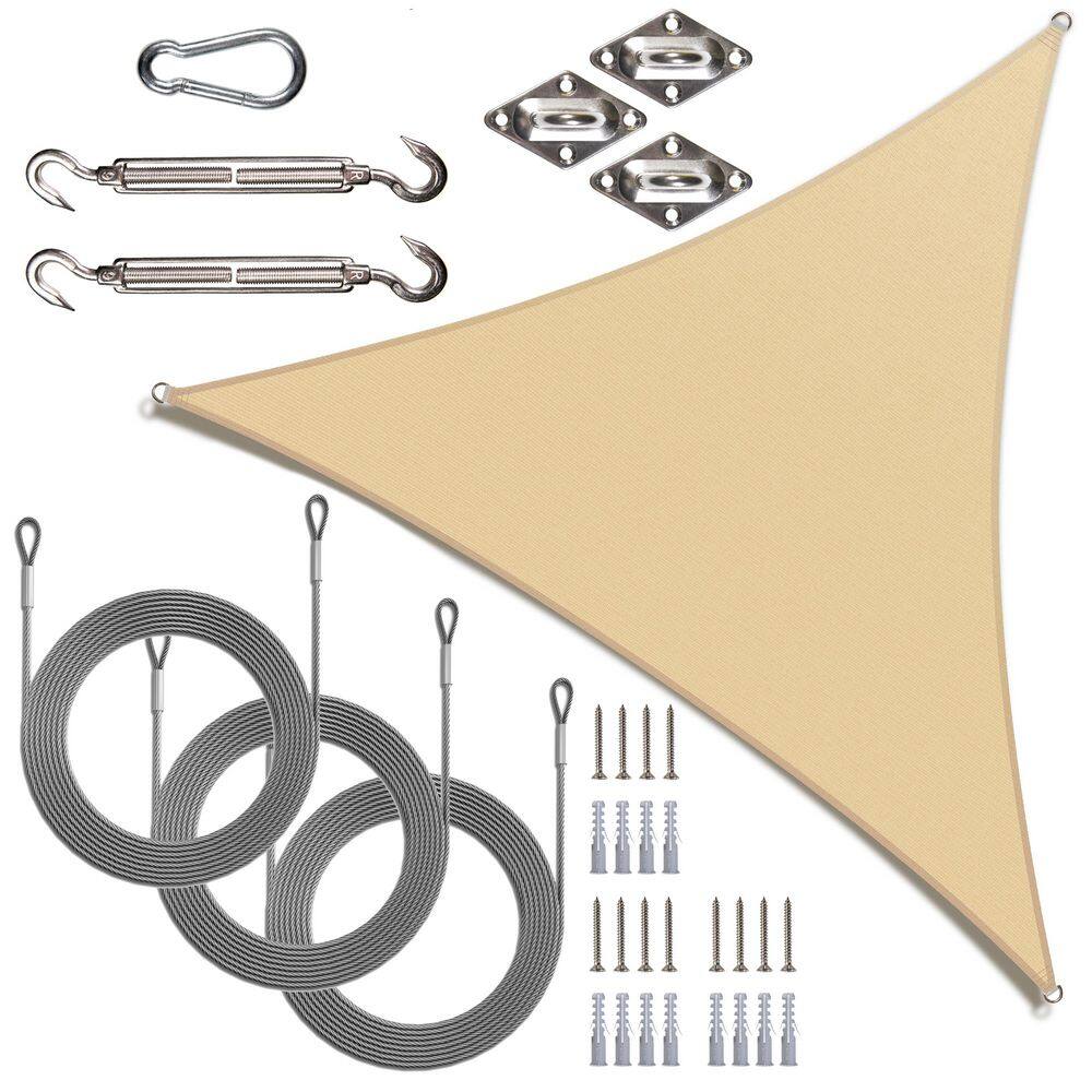 16 ft. x 16 ft. x 16 ft. Equilateral Triangle Sun Shade Sail Canopy with Hardware Kit and Cable-Beige price history on PriceWatchPro