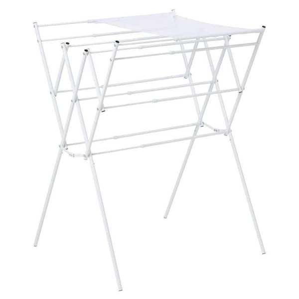Honey-Can-Do Expandable White Drying Rack with Mesh Shelf