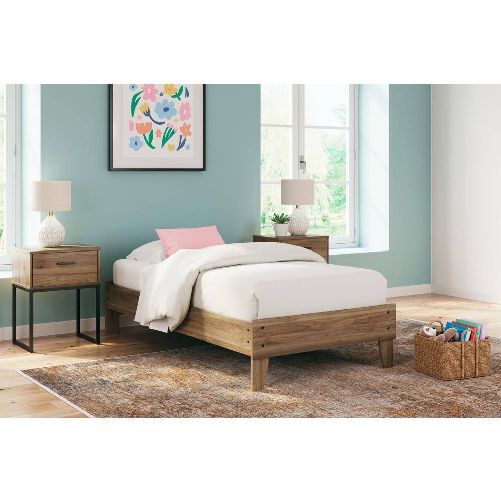 Deanlow Twin Wood Platform Bed with Storage Drawer