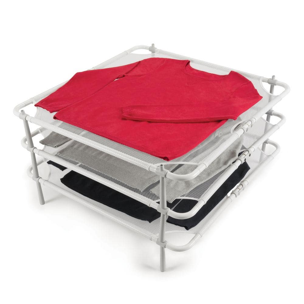 White Mesh Folding Sweater Drying Rack with Fold-Flat Legs