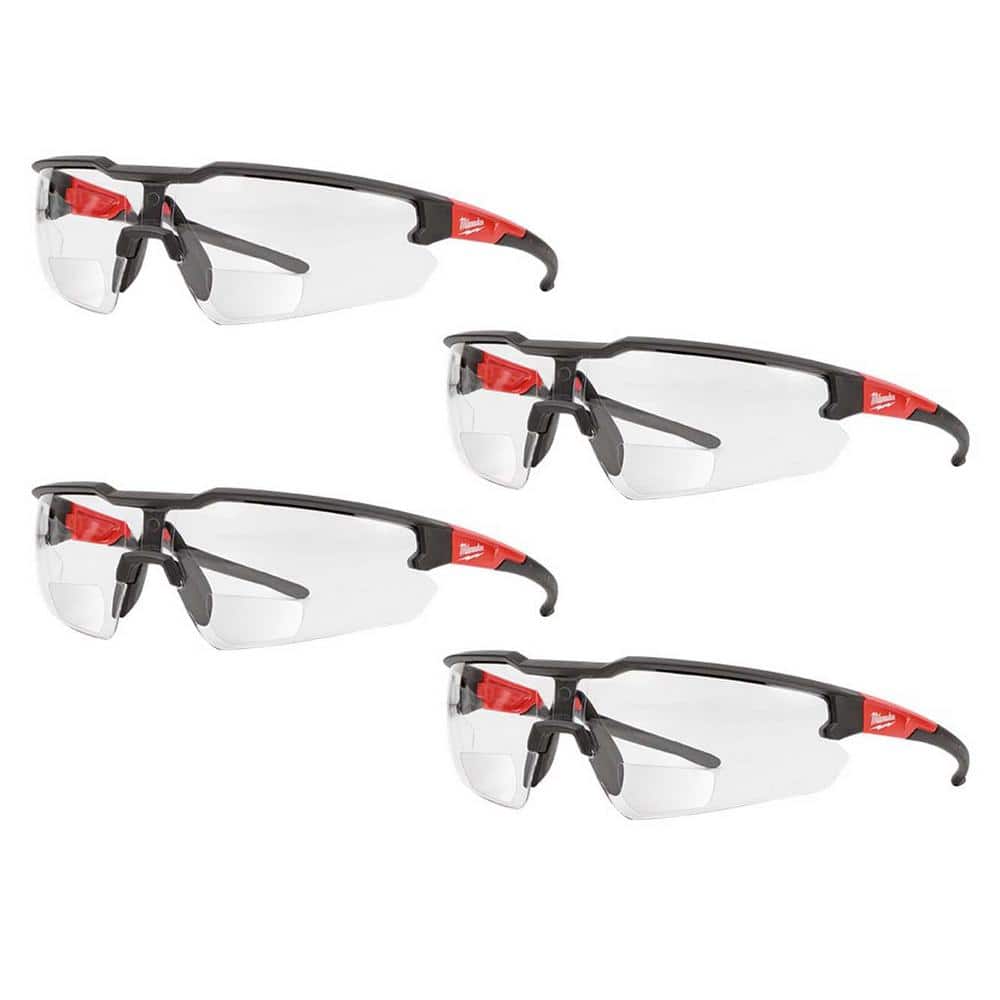Milwaukee Clear +1.50 Bifocal Safety Glasses Magnified Anti