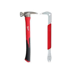 21 oz. Milled Face Poly Handle Hammer with 12 in. Nail Puller with Dimpler