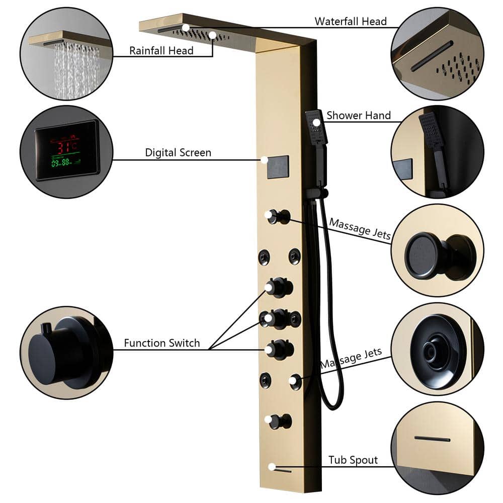 57.99'' Shower Panel with Fixed Shower Head