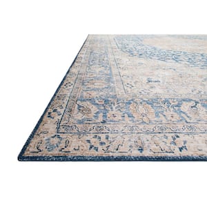 Layla Blue/Tangerine 2 ft. 6 in. x 7 ft. 6 in. Distressed Bohemian Printed Runner Rug