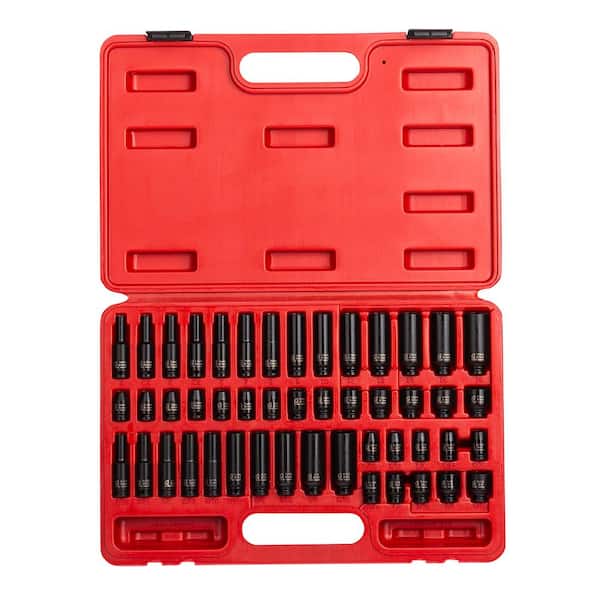 SUNEX TOOLS 1/4 in. Drive SAE and Metric Impact Socket Set (48-Piece)