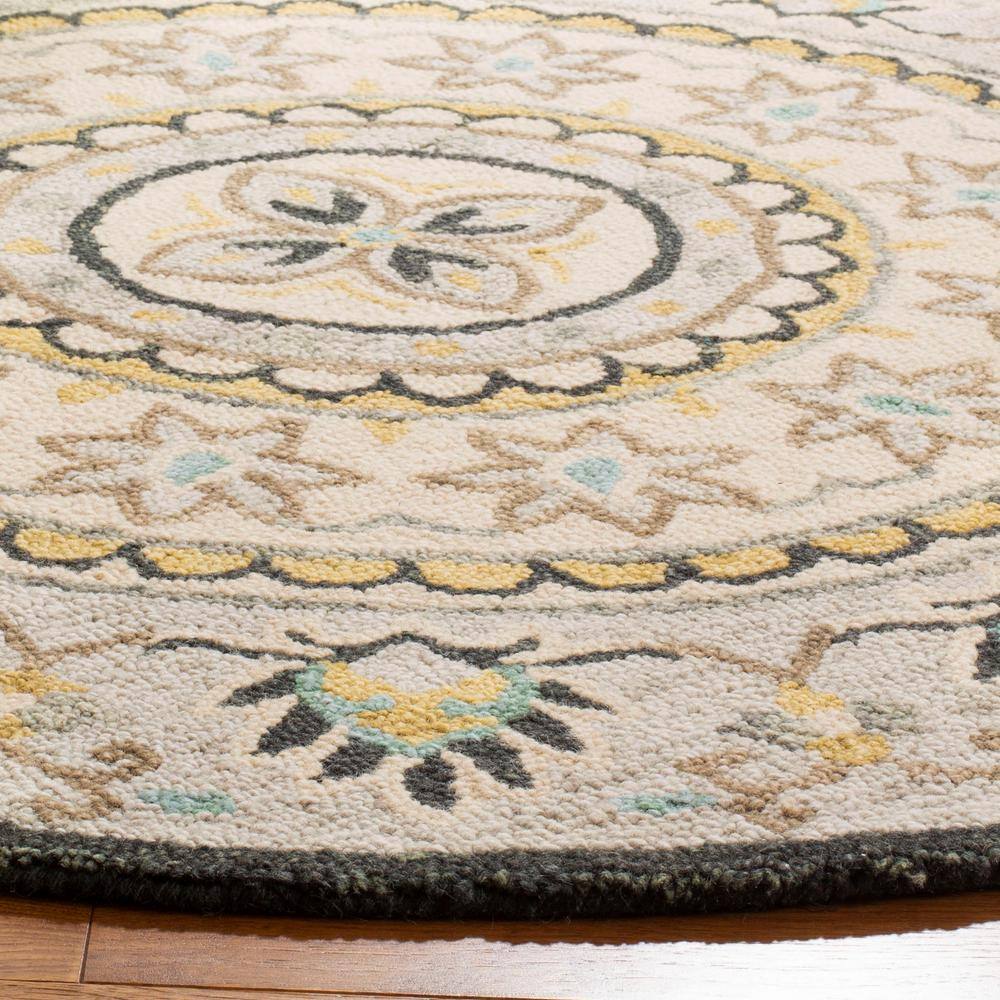Sunshine Floral Tufted Round Wool Rug - 59 in Diameter