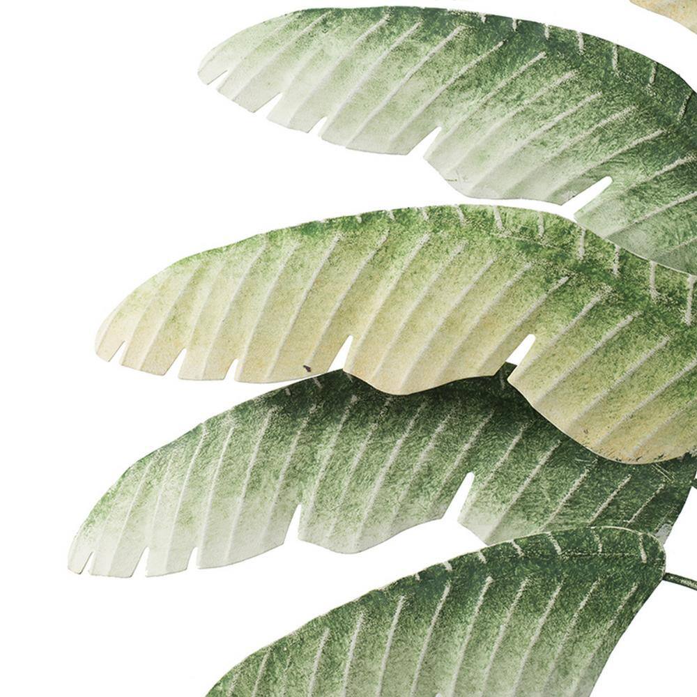Green and White Metal Banana Leaf 3D Wall Sculpture