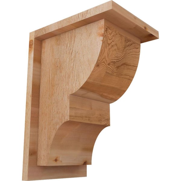 Ekena Millwork 8 in. x 10 in. x 14 in. Western Red Cedar Ridgewood Rough Sawn Corbel with Backplate