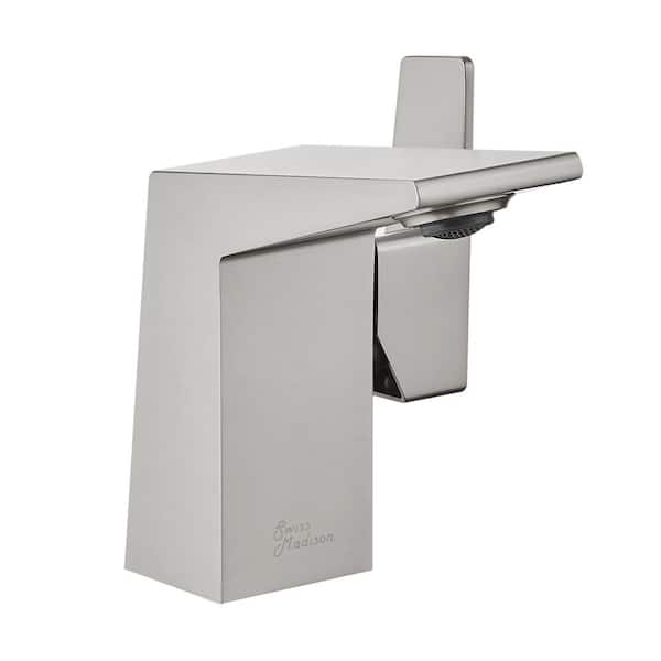 Swiss Madison Carre Single-Handle Single-Hole Bathroom Faucet in Brushed Nickel