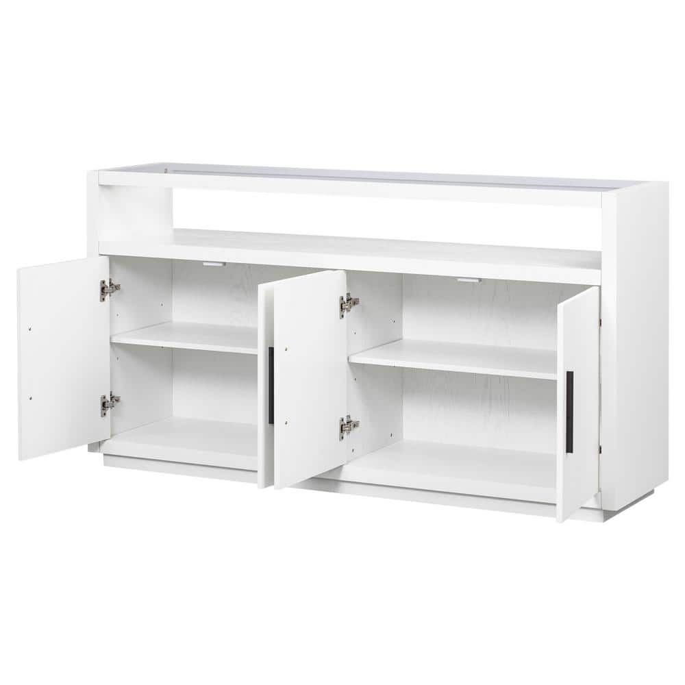 63 in. W x 15.7 in. D x 33.9 in. H Bathroom White Linen Cabinet
