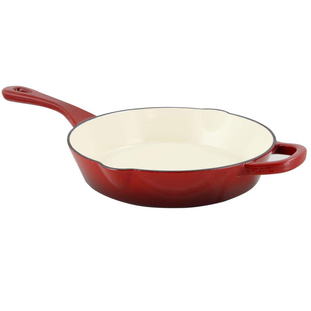 Crock-Pot Artisan 8 in. Cast Iron Nonstick Skillet in Scarlet Red with Pour  Spout 985100782M - The Home Depot