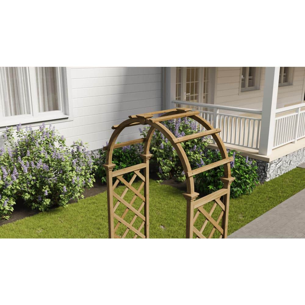 Golden Brown Cedar Wood Garden Arbor with Arch Top