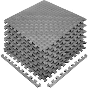 Gray Foam Interlocking Floor Carpet Mat 24 in. x 24 in. (6 Tiles)