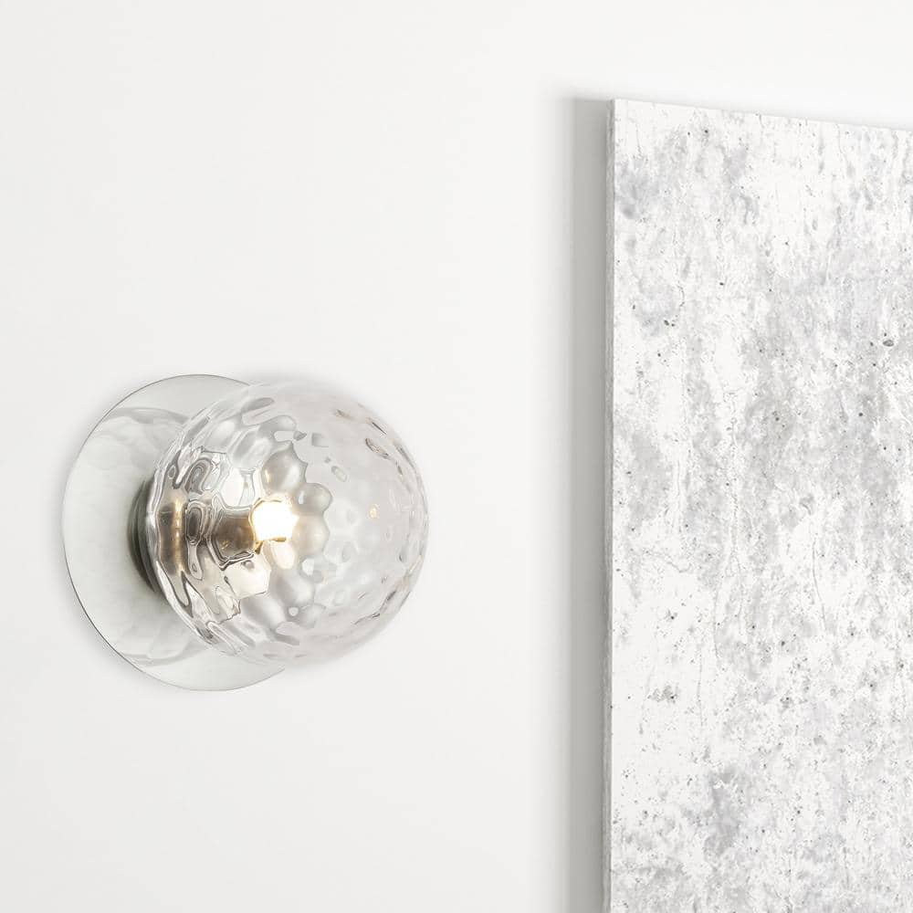 Modern 6" Chrome Black Wall Sconce with Clear Globe Shade
