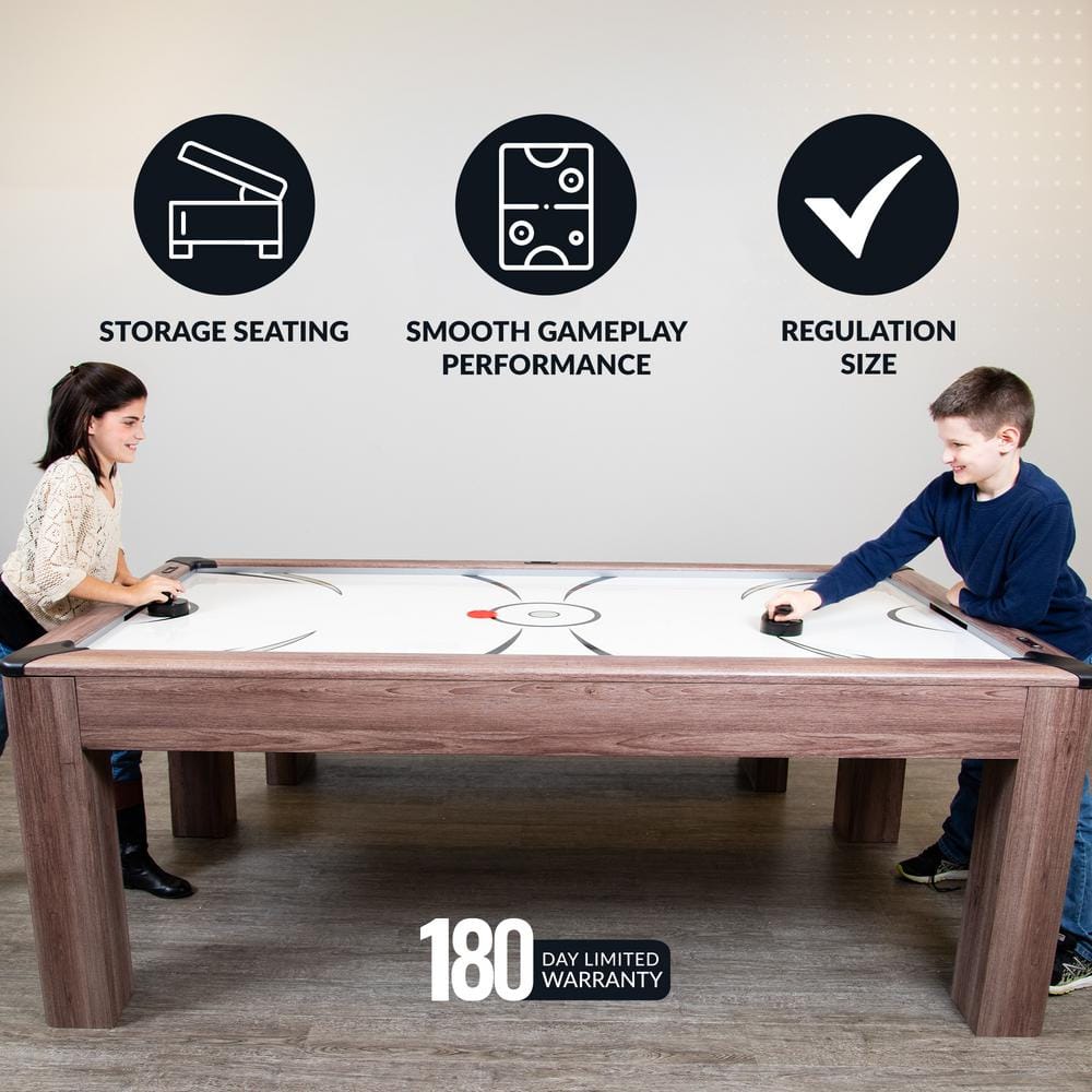 Driftwood 84" 3-in-1 Air Hockey, Ping Pong & Dining Combo Set