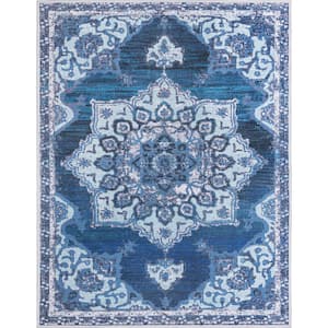 Renaissance Roma Navy Blue 10 ft. 6 in. x 13 ft. Machine Washable Area Rug