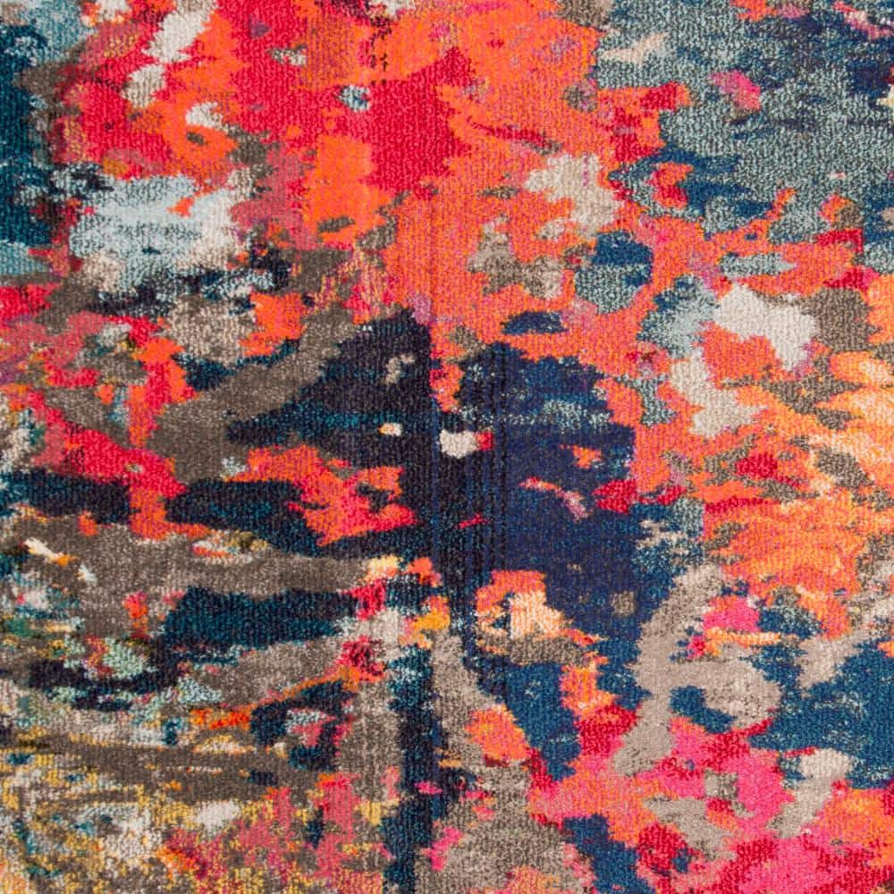 Hand-knotted Blue Synthetic Round Boho-Chic Small Rug