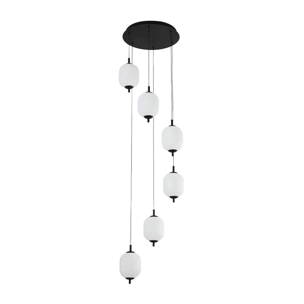 Reverso 6-Light 18.1 in. W Modern Scandinavian Cluster Pendant Light with Ribbed Glass Globes for Living Room Stairwell price history on PriceWatchPro