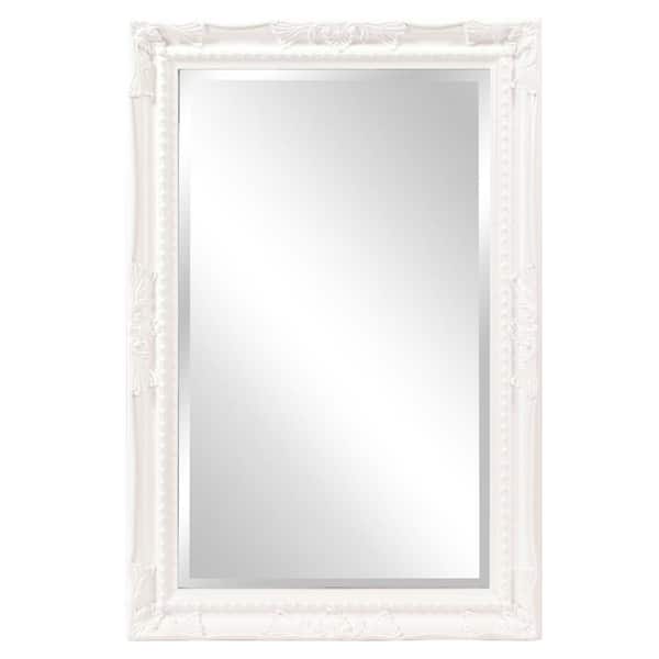 Marley Forrest Medium Rectangle Glossy White Beveled Glass Mirror (24 in. H x 36 in. W)