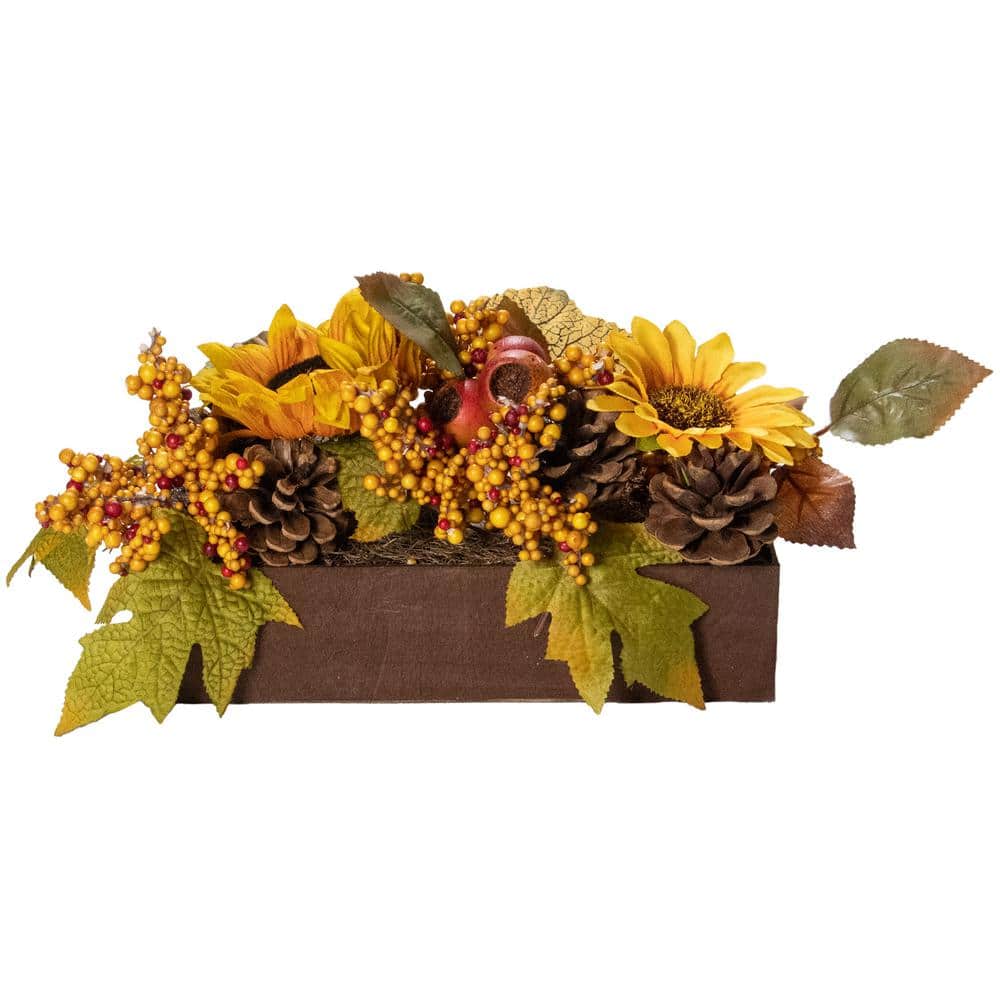 Northlight Seasonal 10in. Sunflower and Leaves Floral Arrangement -  34315219