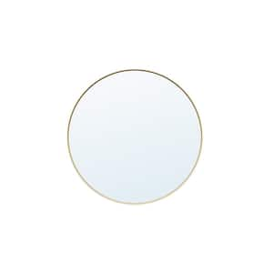 24 in. W x 24 in. D Round Framed Wall Bathroom Vanity Mirror Decor Mirror in Brushed Gold