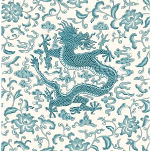 Peacock Chi'en Dragon Self Adhesive Wallpaper Sample