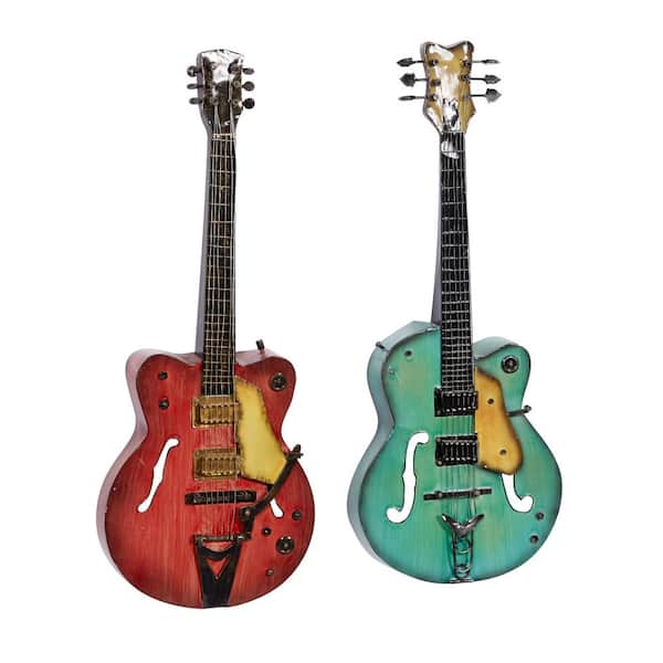 Metal Multi Colored Guitar Wall Decor (Set of 2)