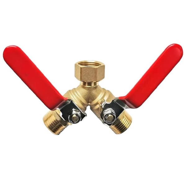 SenQWFa 3/4 in. Big Size Brass Y Valve Hose Splitter with Stainless Steel Long Handle Adapter (1-Pack)