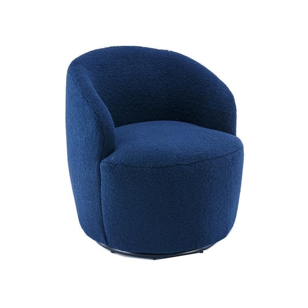 URTR Blue Teddy Faux Fur Fabric Accent Armchair Modern 360° Swivel Chair With Backrest and Armrest (set of 1)