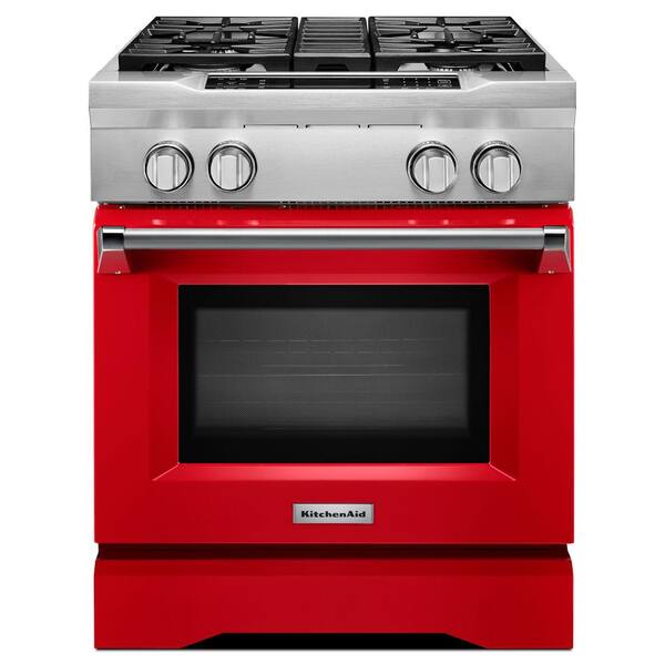 KitchenAid 4.1 cu. ft. Dual Fuel Commercial-Style Range with Convection Oven in Signature Red