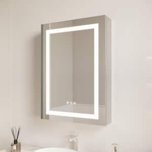 20 in. W x 26 in. H Rectangular LED Light Anti-fog Aluminum Recessed/Surface Medicine Cabinet with Mirror