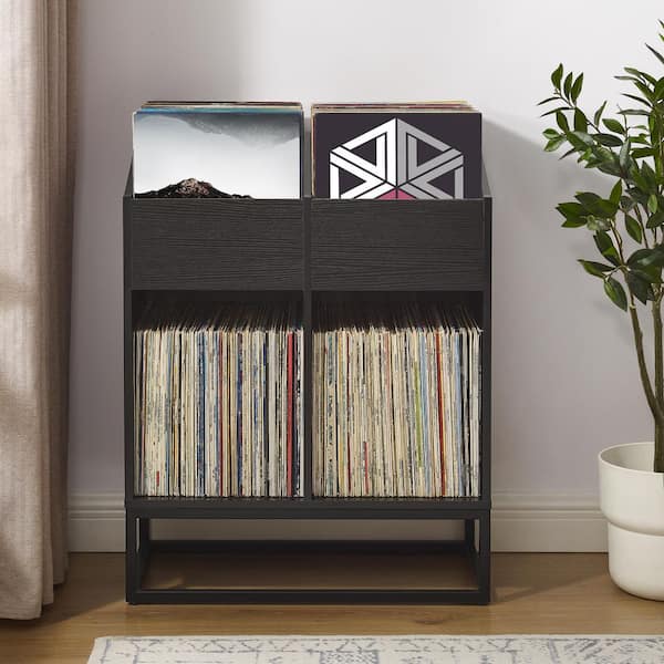 CROSLEY FURNITURE Enzo Black Medium Record Storage Stand CF1133-BK CROSLEY FURNITURE Enzo Black Medium Record Storage Stand CF1133-BK