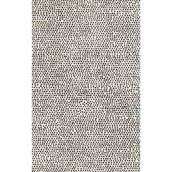 Peppered Spots Off White & Black 5 ft. X 8 ft. Tufted Wool Area Rug