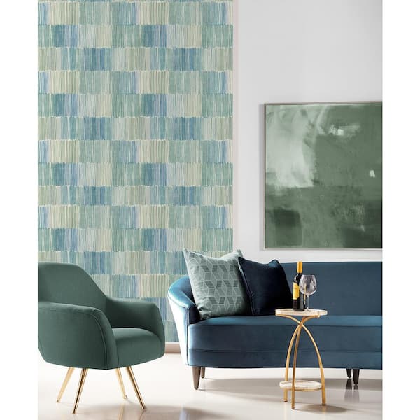 60.75 sq. ft. Coastal Haven Lakeside Arielle Abstract Stripe Embossed Vinyl Unpasted Wallpaper Roll