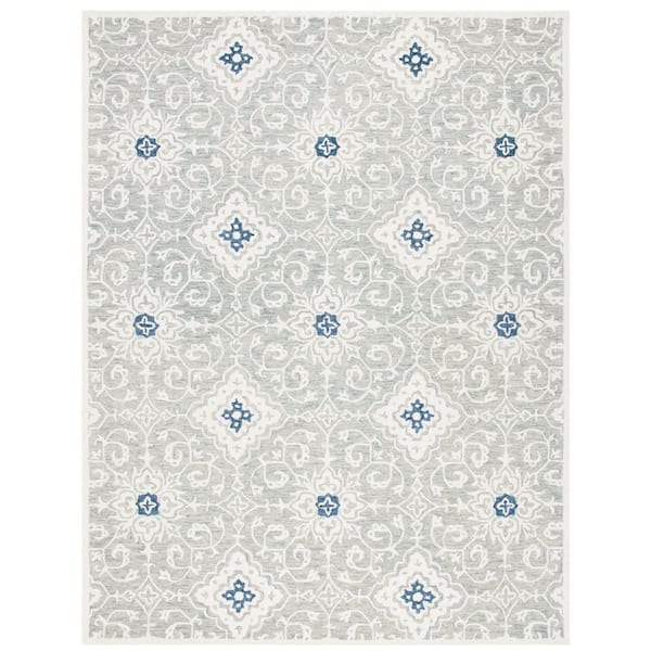 Roslyn 9 ft. x 12 ft. Ivory/Blue Ornate Area Rug