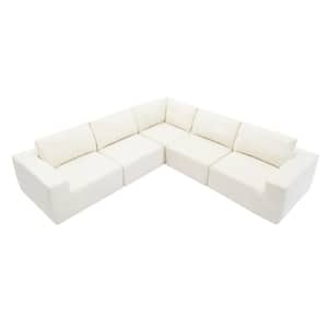 116 in. Modern Modular L-Shaped Polyester Sectional Sofa in. Beige