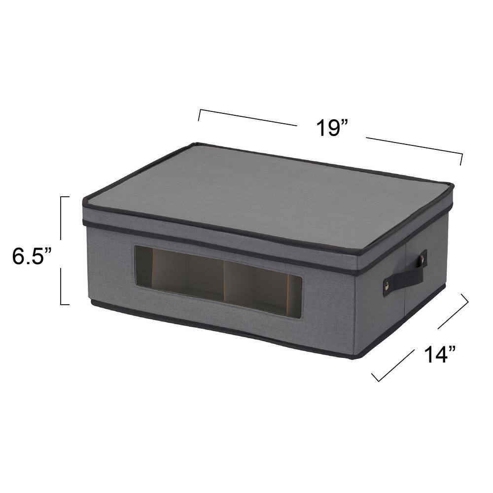 Gray Fabric Stackable Lidded Storage Box with Window