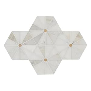 Elegante White Pinweheel 12 in. x 11 in. x 8mm Stone Metal Mesh-Mounted Mosaic Tile (1 sq. ft. / Each)