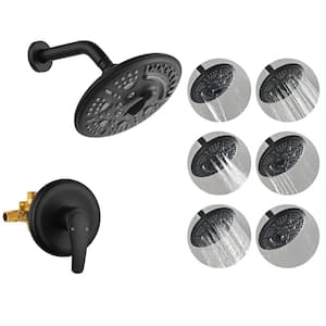 BabyBreath 6-Spray Patterns with 1.8 GPM 8 in. Wall Mount Rain Fixed Shower Head in Matte Black