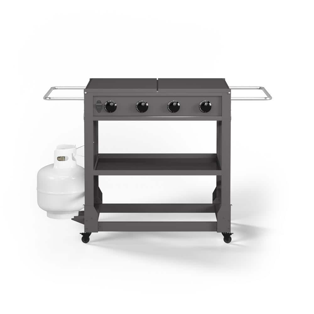 Fresno 4-Burner LP + NG Convertible Flat Top Griddle in Gunmetal with Tool Set and Cover