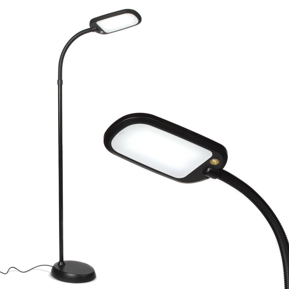 Jet Black Adjustable LED Floor Lamp with Gooseneck