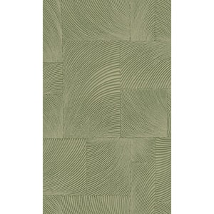Green Abstract Geometric Waves Printed Non-Woven Non-Pasted Textured Wallpaper 57 Sq. Ft.